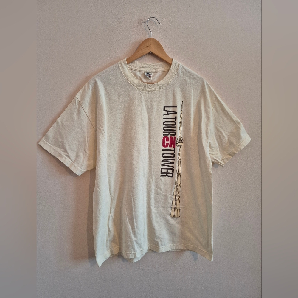 Vintage Cotton T Shirt Alstyle La Tour CN Tower Large